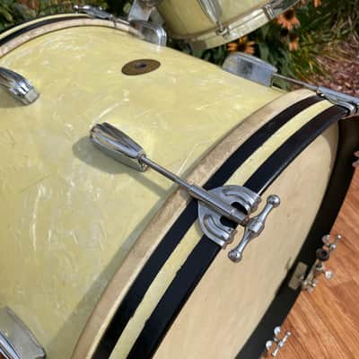 1950s Slingerland Radio King Drum Set White Marine Pearl 20/13/16 w/ 5.5x14 Snare image 14