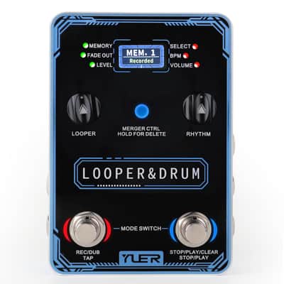 YUER Guitar Loop Pedal 2 in 1 Looping & Drum Machine Pedal image 1