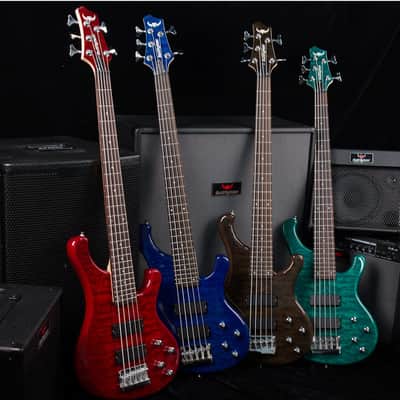 Bullfighter Water ripple 5-string bass electric bass guitar - Red image 5