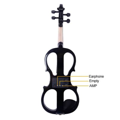 Full Size 4/4 Black Electric Silent Violin Kit – Beginner Student Set with Case, Bow, Rosin, Headphones & Cable – Practice Anywhere Without Disturbing Others image 4