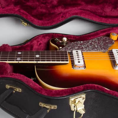 Premier  Bantam Deluxe E-704 Arch Top Hollow Body Electric Guitar (1958), ser. #1422, black tolex hard shell case. image 14