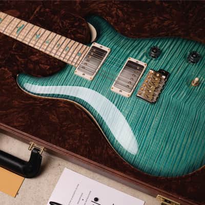 PRS 2016 Private Stock Custom 24 in Bahama Blue Smoked Burst w/Curly Maple Top, Swamp Ash Back & Backplates, Curly Maple Fretboard, Curly Maple Neck, Phase III Locking Tuners w/Curly Maple Buttons & Stained Curly Maple w/Paua Outline Inlays image 7
