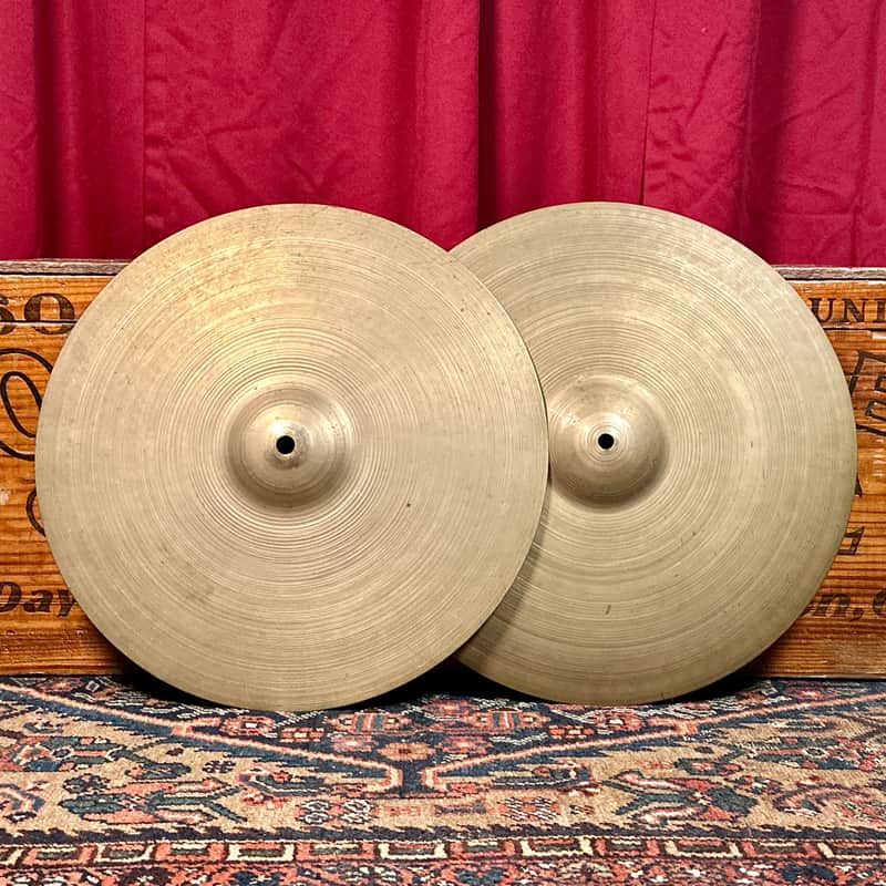 15" Zildjian A 1940s-50s Trans Stamp/Small Stamp Hi-Hat Cymbal Pair 874g/910g *Video Demo* image 1