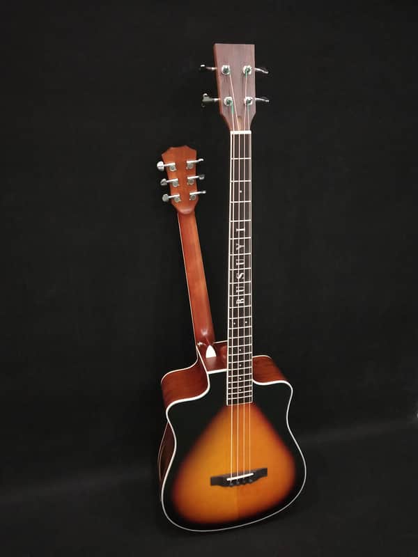 Busuyi Guitar 4 String Bass 6 String Lead Acoustic, Travel Acoustic Guitar with  Hard Case image 1