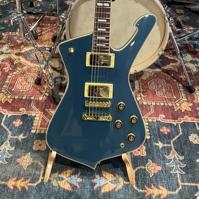 Ibanez Iceman IC420AB Electric Guitar, Antique Blue Metallic image 1