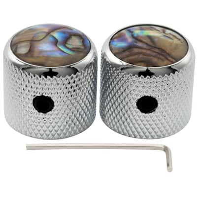 1/4 Inch Steel Abalone Top Dome Knobs with Set Screw Universal Fitting Control Knobs for Electric Guitar or Bass, Chrome (Set of 2) image 3