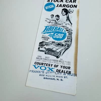 Vox "Fireball 500" Stock Car Jargon Foldout 1966 image 2