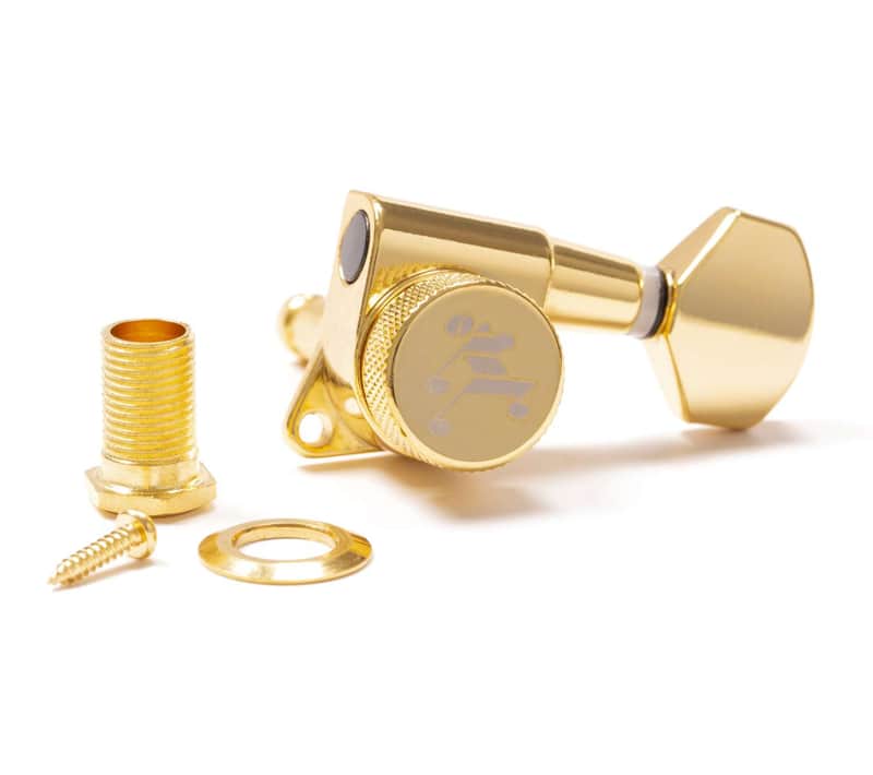 Genuine Tone Ninja 19:1 Locking Tuners, 6 Inline Baritone staggered set, Gold image 1