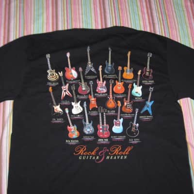 new old stock (NO paper hang-tag) A+ Taboo Rock Rock and Roll Guitar Heaven Shirt (XL) Black T shirt w/ many iconic guitars graphic (NO packaging) image 20