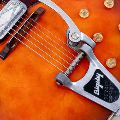 1965 Silvertone 1454 Vintage Hollowbody Electric Guitar, Harmony USA w/ DeArmond Gold Foils, Case image 9