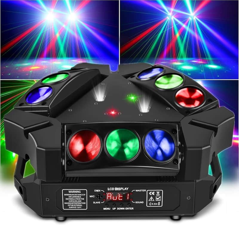 Moving Head DJ Lights 9 X 10W RGB LED DJ Lighting Stage Lighs DJ Moving Light for Parties Lights DMX Mode Sound Activated for Party Wedding Concert Disco DJ Concert Show image 1
