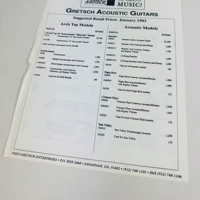 Gretsch Foldout Catalog & Price List Set 1993 image 7