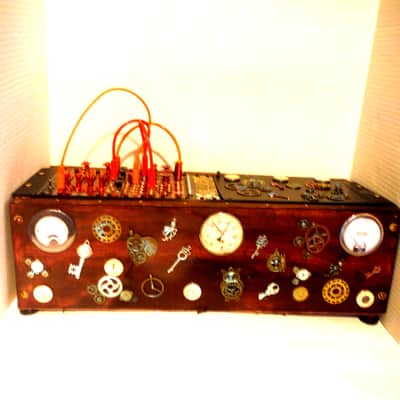 Synth Portal Steampunk Modular Powered Synthesizer-no modules 2025 - Wood/black & bronze image 9