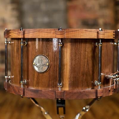 HHG Drums 14x7 Walnut Stave Snare With Wood Hoops, Semi Gloss Lacquer image 1