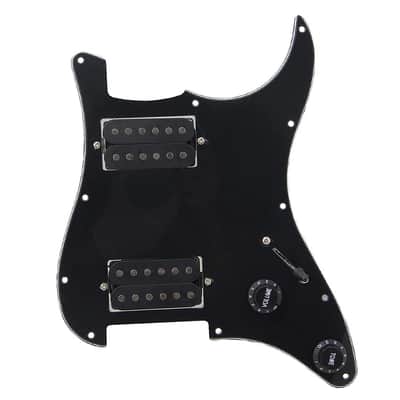 Stratocaster Style HH Loaded Pickguard and Humbucker, Black-Black image 1