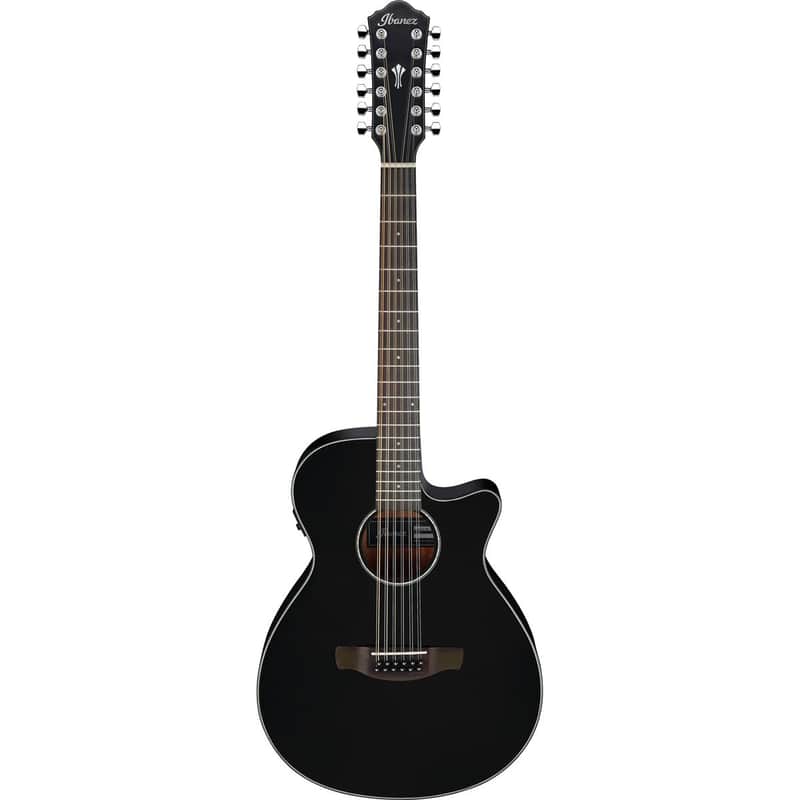 Ibanez AEG5012 AEG Series Single-Cutaway 12-String Acoustic Electric Guitar, Black image 1