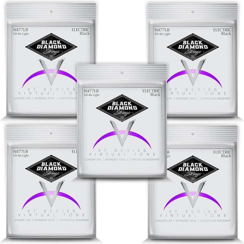 Black Diamond Guitar Strings 5-Pack Electric Extra Light 010-046 Black Steel image 1