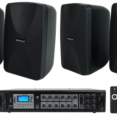 Rockville 70v Commercial/Restaurant Amplifier w/Bluetooth+(4) Black 4" Speakers image 1