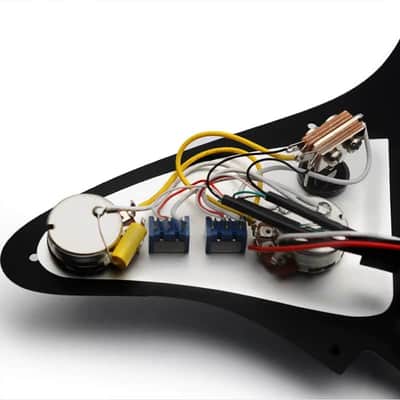Black HS Guitar Strat Style Loaded Prewired Pickguard image 3