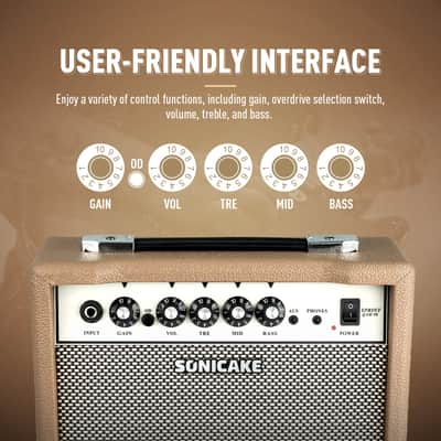 SONICAKE 15W Electric Guitar Amplifier, Portable Combo Amp with AUX Input Headphone Output, Dual-Channel and 3-Band EQ, All-in-one Speaker for Practice - Sprint QAM-15(Shipping from local US,UK,EU warehouse) image 5