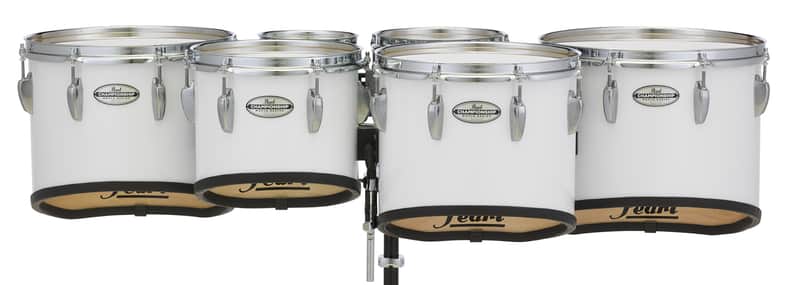 Pearl Championship Maple Marching Tenor Drums Sextet Sonic Cut 6, 8, 10, 12, 13, 14 in. Pure White (PMTM680234/A33) image 1