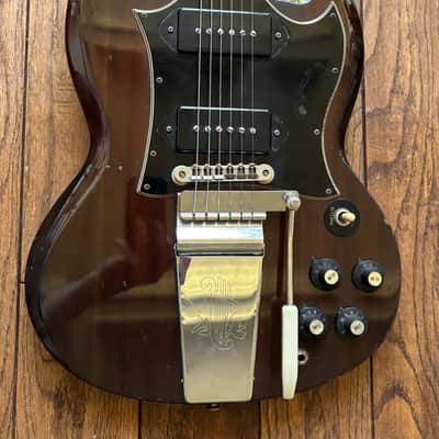 Rare Vintage 1973 Burny FSG-80 Electric Guitar Walnut P90s Vibrola Tremolo MIJ Japan image 6