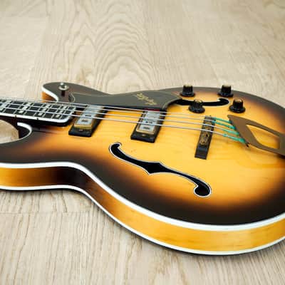 1968 Hagstrom Concord C-2 Deluxe Vintage Hollowbody Bass Guitar Ebony Board & Gold Hardware, Viking image 10