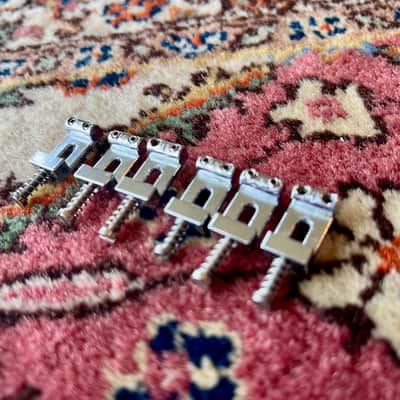 Original set (6) 1970's Fender Strat Die Cast Bridge Saddles 027037 image 7
