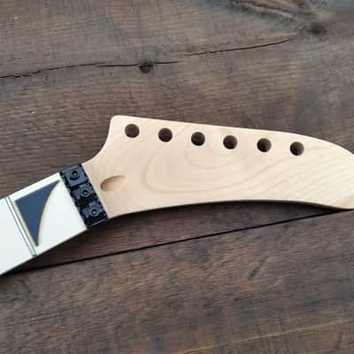24  SHARK FIN BANANA NECK MAPLE GUITAR NECK WITH FLOYD ROSE NUT INSTALLED DIY NECK image 1