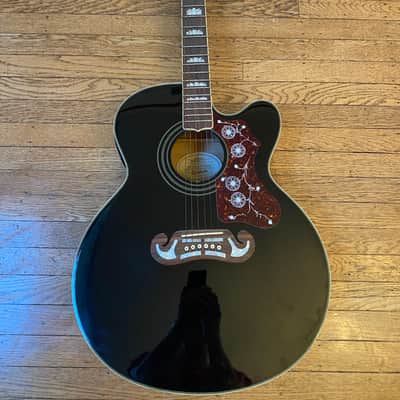 Jumbo Epiphone By Gibson EJ-200CE 1990s -2000s - Black image 13