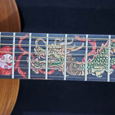Blueberry Handmade Acoustic Guitar Grand Concert Dragon Motif image 6