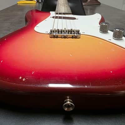 1962 Fender Musicmaster Sunburst FLAME Neck PRE-CBS Brazilian Rosewood slab board Maroon Burst American Vintage 60s 1960's USA baby stratocaster 3/4 short scale figured Music Master guitar image 12