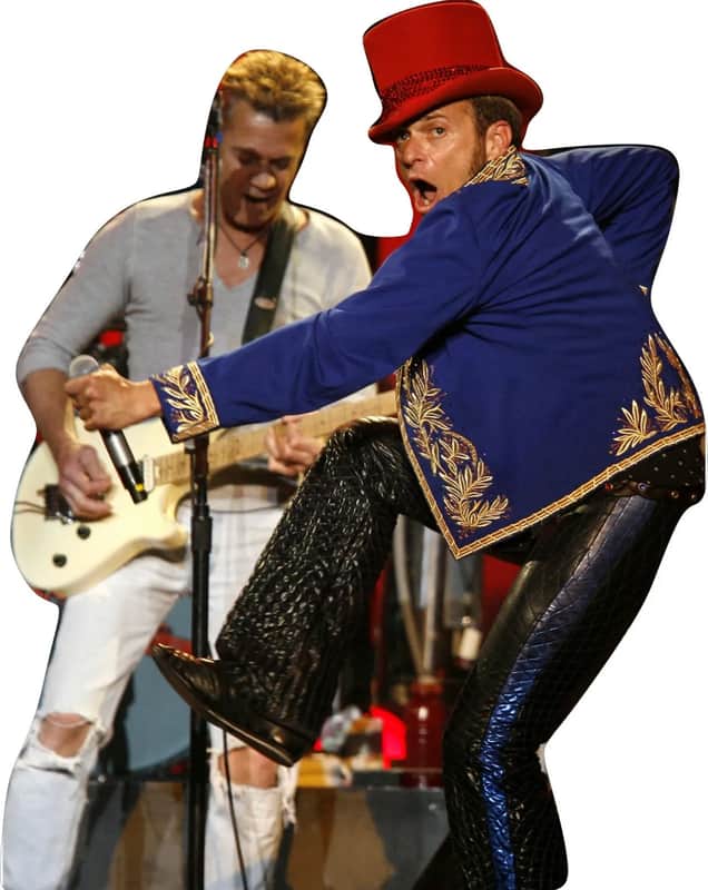 Eddie Van Halen & David Lee Roth-Red Top Hat- 57" Tall Cardboard Cutout Standee image 1