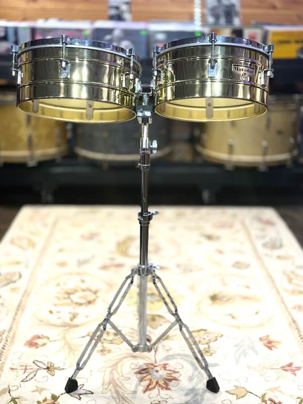 Latin Percussion LP 13” & 14” Matador Brass Timbale Set w/Stand image 1