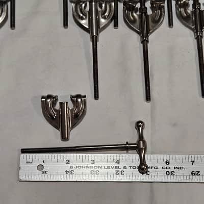 Vintage Slingerland Radio King Bass Drum Tension Rods & Claws Set of 10 Nickel 1940s-50s Nice! image 5