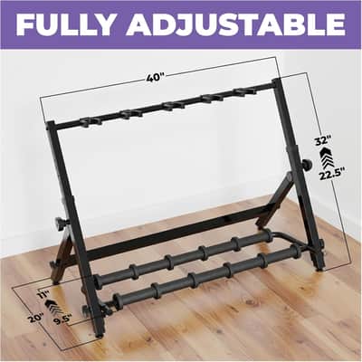 Multi Guitar Rack Stand for Acoustic, Bass, Ukuleles and Electric Guitars - 5-7 Adjustable Folding Guitar Rack Holder for Multiple Guitars with Heavy Duty Floor Stand image 2