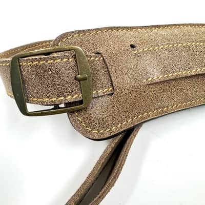 Walker & Williams C-19-DBRN Distressed Brown Finish Leather Vintage Slash Strap Extra Long image 2
