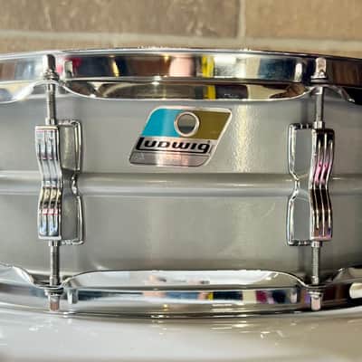 Vintage Ludwig Acrolite No. 404 5x14 Snare w/ Ludwig Flat Base Stand, PAT Wires & Original Heads image 2