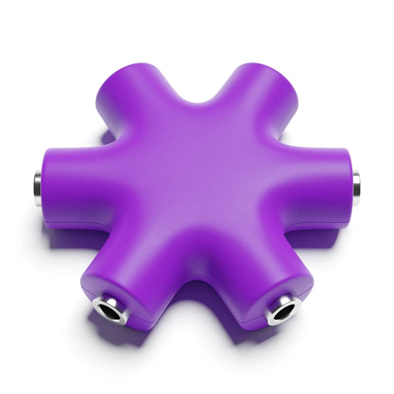 ExcelValley [Purple] Mono Patch Cable Splitter Hub 6 Port 5 Way TS 3.5mm 1/8" Modular Synth Eurorack image 1