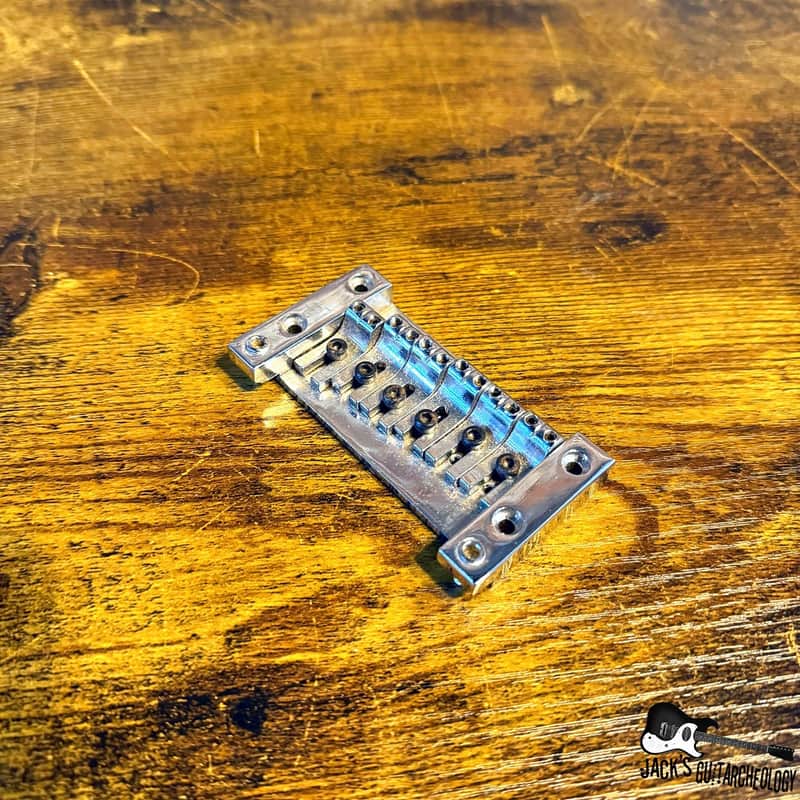 Japanese or Korean Tremolo Bridge Plate & Saddles (1980s - Nickel) image 1