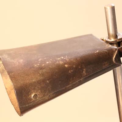 Leedy 4" Cow Bell, Logo-Stamped Nickel Plated Holder - 1920s / Traps Era image 5
