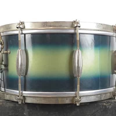 1950s Slingerland 7x14 Student Model Blue & Silver Duco Radio King Snare Drum image 3