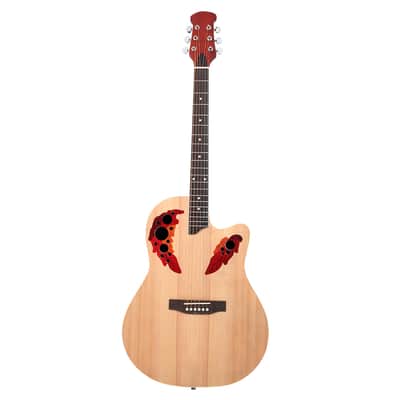 41 inch Cutawary Round Back Acoustic Guitar Spruce Top Grape Hole 2020s - Burlywood image 3