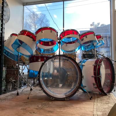 Ludwig Vistalite Octaplus 1976 Pattern D Red, White, and Blue image 2