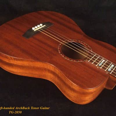 Handmade Left-Handed 4 String Tenor Guitar, Solid Mahogany ARCH-BACK , Mop Block Inlay, Soft-bag, Bruce Wei TG-2050 image 5