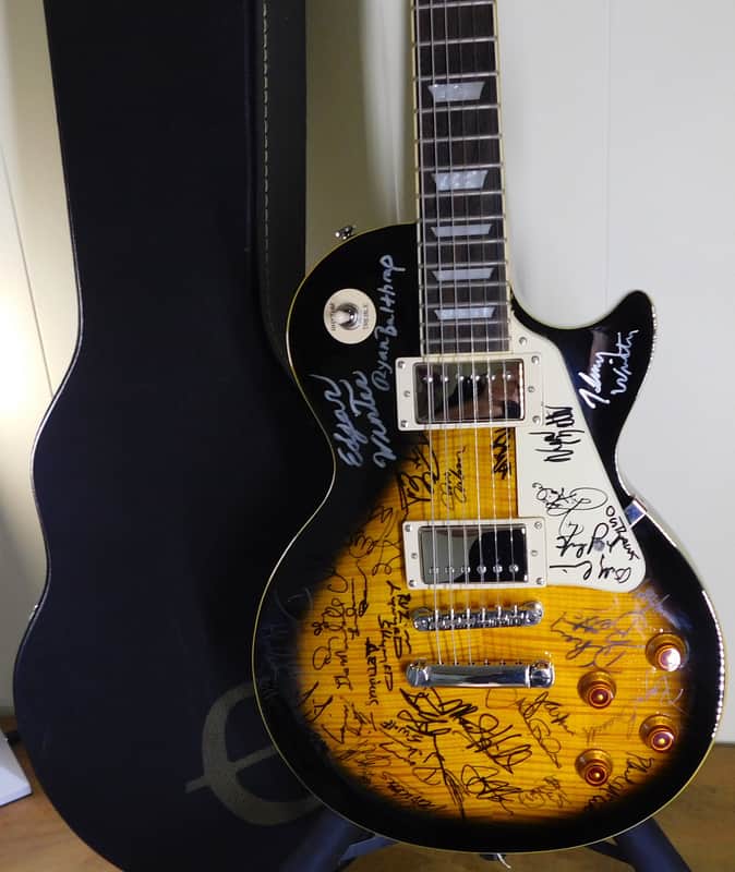 2011 Epiphone Les Paul Standard Vintage Burst Signed by Rock Legends Artists ! image 1