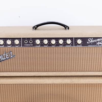 1963 Fender Showman Blonde Brown Panel Vintage Piggyback Tube Amp 1x15 Tone Ring w/ JBL D130F image 3