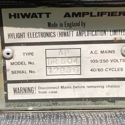 Scorpions & Europe Owned Used 1978 HIWATT Custom 50 DR504 - Main Studio Recording and Live Amp ! image 12