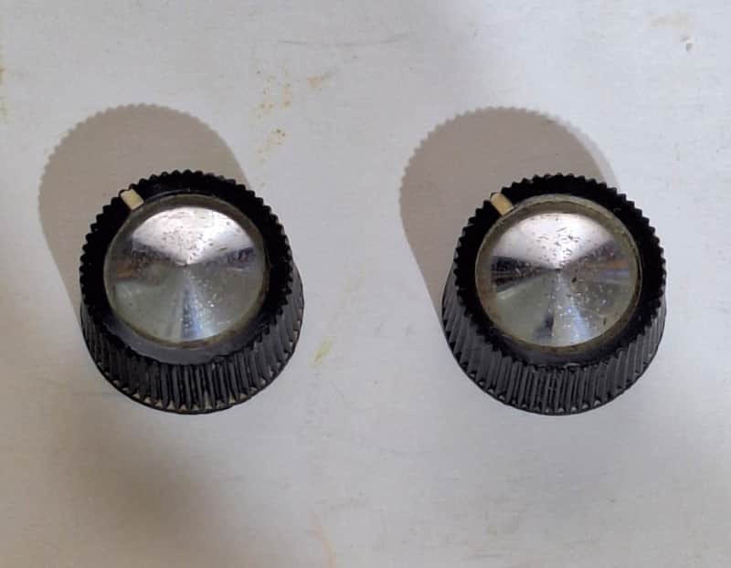 (2) Original 1950's-1960's Silvertone Harmony Kay Teisco Knobs *Black / Silver* image 1