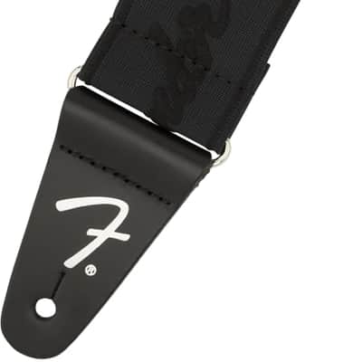 Genuine Fender WeighLess 2" Running Logo Elastic Stretch Guitar Strap, Black image 4
